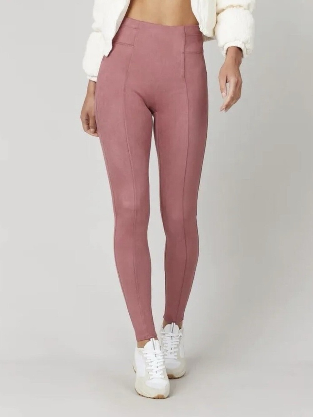 SPANX Faux Leather Suede Rose Pink Legging High Waist Pant Large